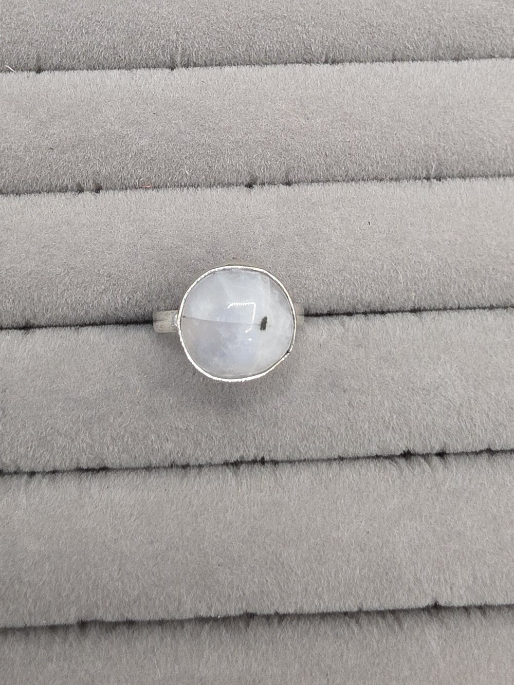Silver Plated Moonstone Ring Size 6 - White Moonstone